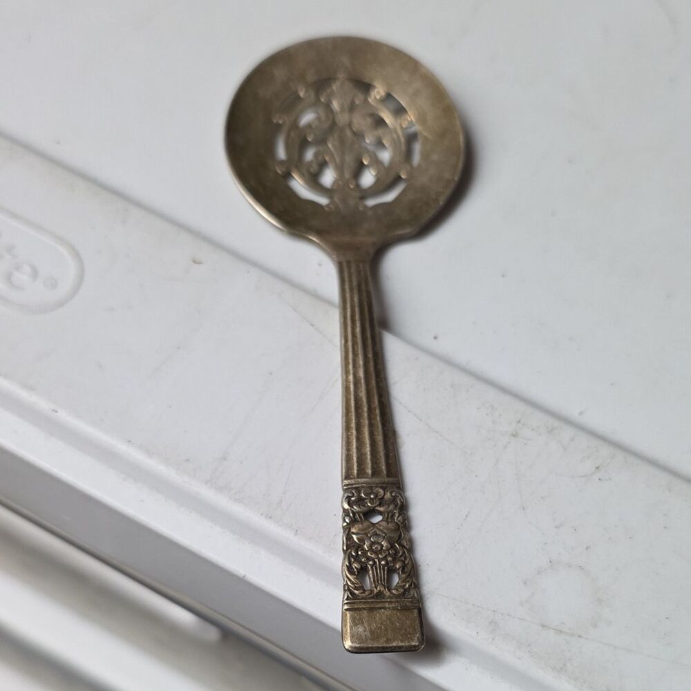 Community Silver Plated Pierced Spoon, Floral Handle, Reusable Flatware